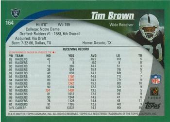 2002 Topps #164 Tim Brown Back