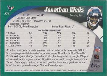 2002 Topps #379 Jonathan Wells Back