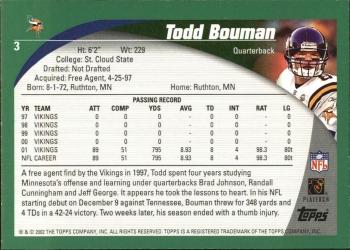 2002 Topps #3 Todd Bouman Back