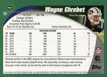 2002 Topps #10 Wayne Chrebet Back