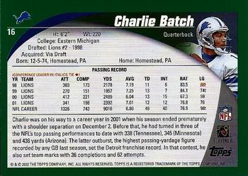 2002 Topps #16 Charlie Batch Back