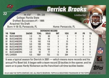 2002 Topps #22 Derrick Brooks Back