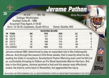 2002 Topps #30 Jerome Pathon Back