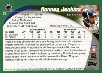 2002 Topps #32 Ronney Jenkins Back