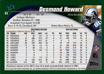 2002 Topps #44 Desmond Howard Back