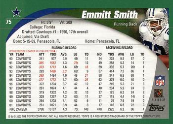 2002 Topps #75 Emmitt Smith Back