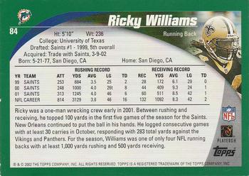 2002 Topps #84 Ricky Williams Back