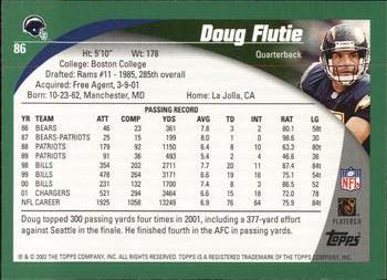 2002 Topps #86 Doug Flutie Back