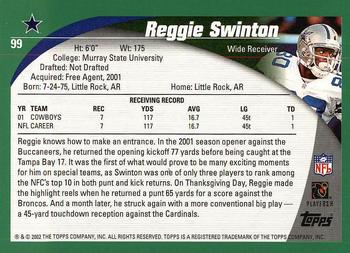 2002 Topps #99 Reggie Swinton Back