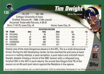 2002 Topps #130 Tim Dwight Back