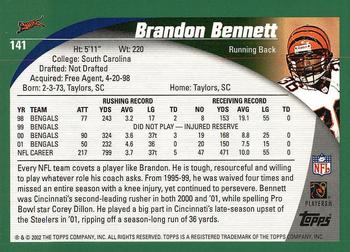 2002 Topps #141 Brandon Bennett Back