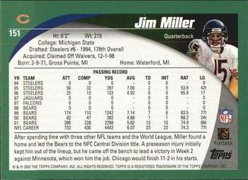 2002 Topps #151 Jim Miller Back