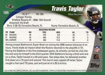 2002 Topps #189 Travis Taylor Back