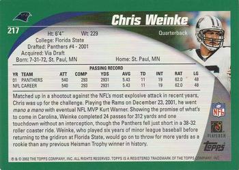 2002 Topps #217 Chris Weinke Back