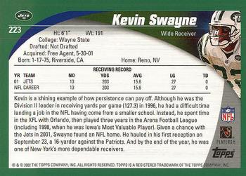 2002 Topps #223 Kevin Swayne Back