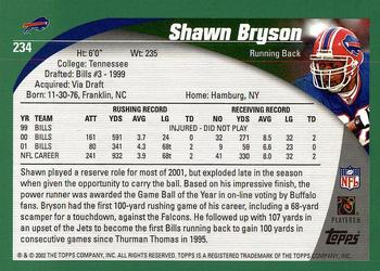 2002 Topps #234 Shawn Bryson Back