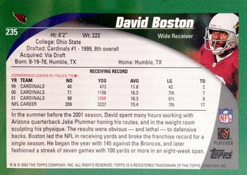 2002 Topps #235 David Boston Back