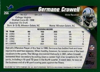 2002 Topps #266 Germane Crowell Back