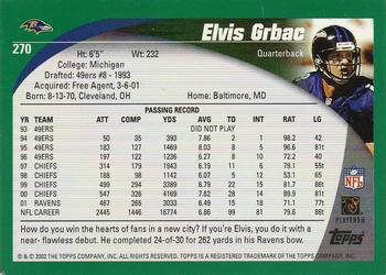 2002 Topps #270 Elvis Grbac Back