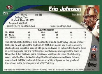 2002 Topps #282 Eric Johnson Back