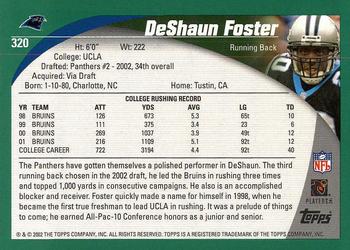 2002 Topps #320 DeShaun Foster Back