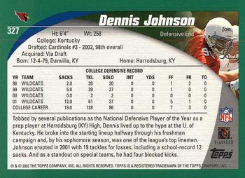2002 Topps #327 Dennis Johnson Back