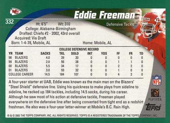 2002 Topps #332 Eddie Freeman Back