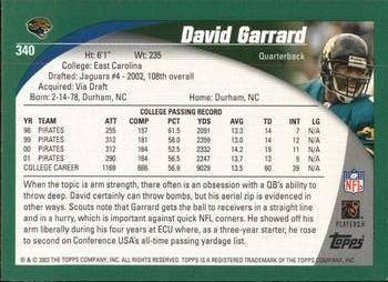 2002 Topps #340 David Garrard Back