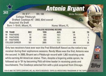 2002 Topps #341 Antonio Bryant Back