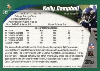 2002 Topps #343 Kelly Campbell Back