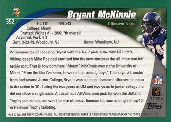 2002 Topps #352 Bryant McKinnie Back