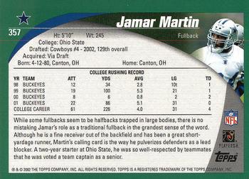 2002 Topps #357 Jamar Martin Back