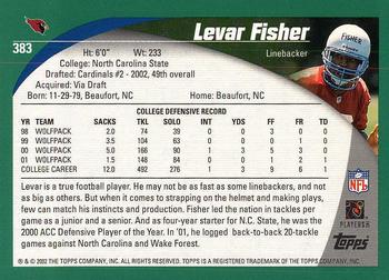 2002 Topps #383 Levar Fisher Back