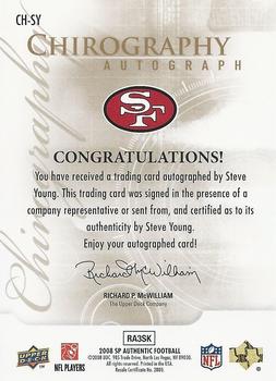 2008 SP Authentic - Chirography Gold #CH-SY Steve Young Back