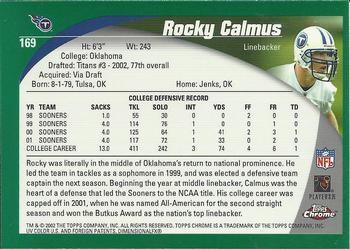 2002 Topps Chrome #169 Rocky Calmus Back