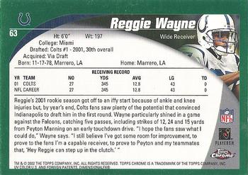 2002 Topps Chrome #63 Reggie Wayne Back