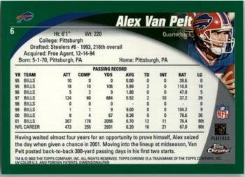 2002 Topps Chrome #6 Alex Van Pelt Back