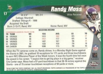 2002 Topps Chrome #17 Randy Moss Back