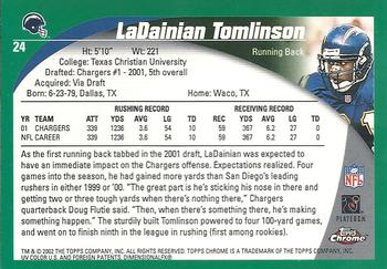 2002 Topps Chrome #24 LaDainian Tomlinson Back