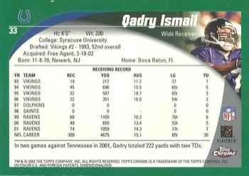 2002 Topps Chrome #33 Qadry Ismail Back