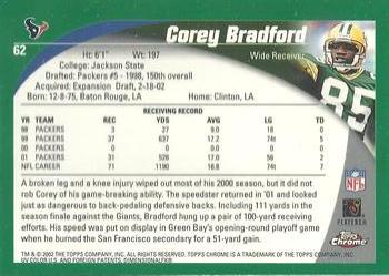 2002 Topps Chrome #62 Corey Bradford Back