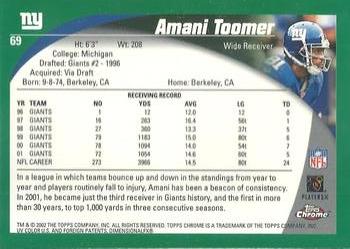 2002 Topps Chrome #69 Amani Toomer Back