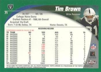 2002 Topps Chrome #71 Tim Brown Back