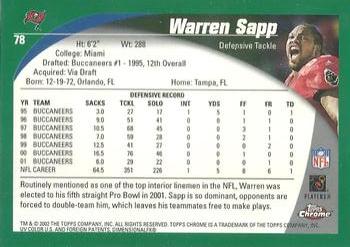 2002 Topps Chrome #78 Warren Sapp Back