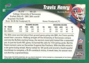 2002 Topps Chrome #81 Travis Henry Back