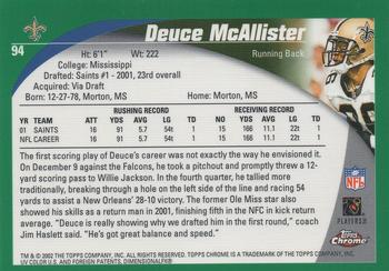 2002 Topps Chrome #94 Deuce McAllister Back