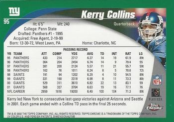 2002 Topps Chrome #95 Kerry Collins Back