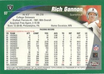 2002 Topps Chrome #97 Rich Gannon Back