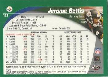 2002 Topps Chrome #121 Jerome Bettis Back