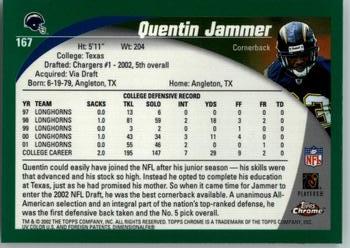 2002 Topps Chrome #167 Quentin Jammer Back